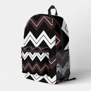 Sac À Dos Imprimé Motif à rayures chevron noir blanc marron