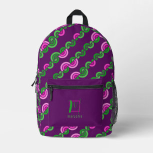 Sac À Dos Imprimé motif Abstrait de fleurs vert pourpre