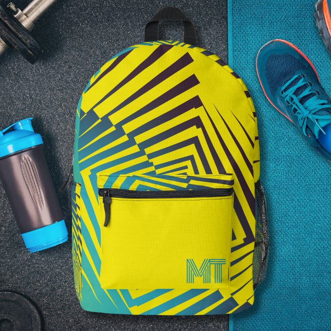 Sac À Dos Imprimé Motif Abstrait de Style Jungle Jaune Vert Clair (Créateur téléchargé)