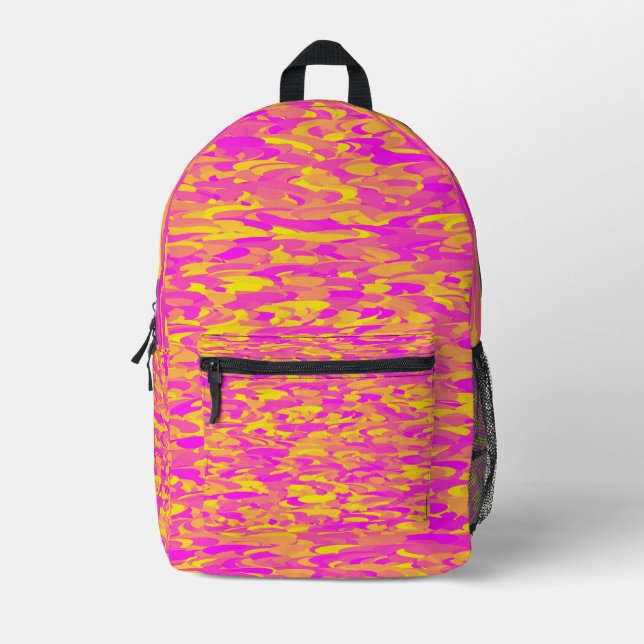 Sac À Dos Imprimé Motif Abstrait rose jaune orange (Recto)