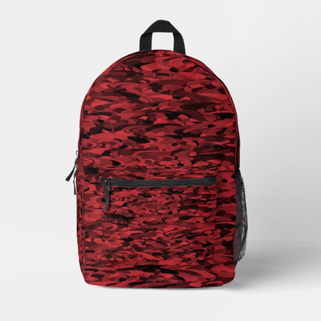 Sac À Dos Imprimé Motif Abstrait Rouge Noir (Recto)