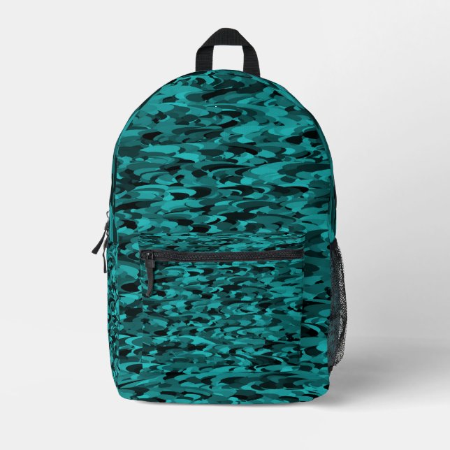 Sac À Dos Imprimé Motif Abstrait Sarcelle Noir (Recto)