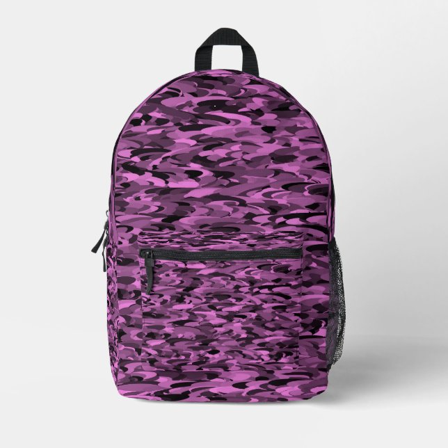 Sac À Dos Imprimé Motif Abstrait Violet Noir (Recto)