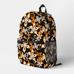 SAC À DOS IMPRIMÉ MOTIF ALOHA HAWAII EN NOIR/ORANGE