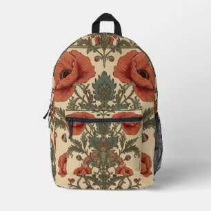 Sac À Dos Imprimé Motif Art Nouveau floral Coquelicots de William Mo