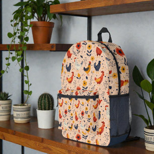 Sac À Dos Imprimé Motif artistique de poulet coloré sur fond