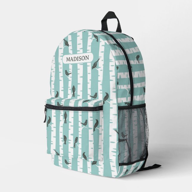 Sac À Dos Imprimé Motif avec oiseaux et arbres (Coin arrière droit)