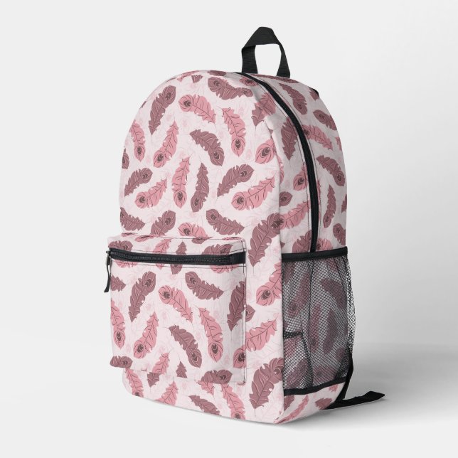 Sac À Dos Imprimé motif avec plumes de paon (Coin arrière droit)
