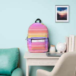 Sac À Dos Imprimé Motif aztèque arc-en-ciel pastel personnalisé