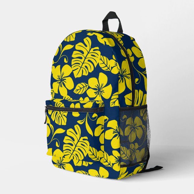 SAC À DOS IMPRIMÉ MOTIF BIKINI ROSE EN BLEU FONCÉ/JAUNE (Coin arrière droit)