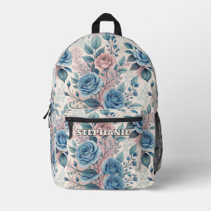 Sac À Dos Imprimé Motif bleu et rose sur blanc doux
