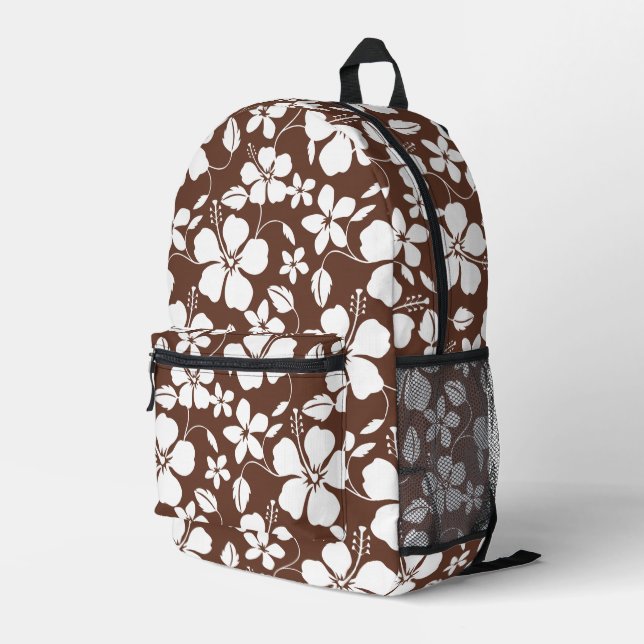 SAC À DOS IMPRIMÉ MOTIF BLUE HAWAÏ EN MARRON (Coin arrière droit)