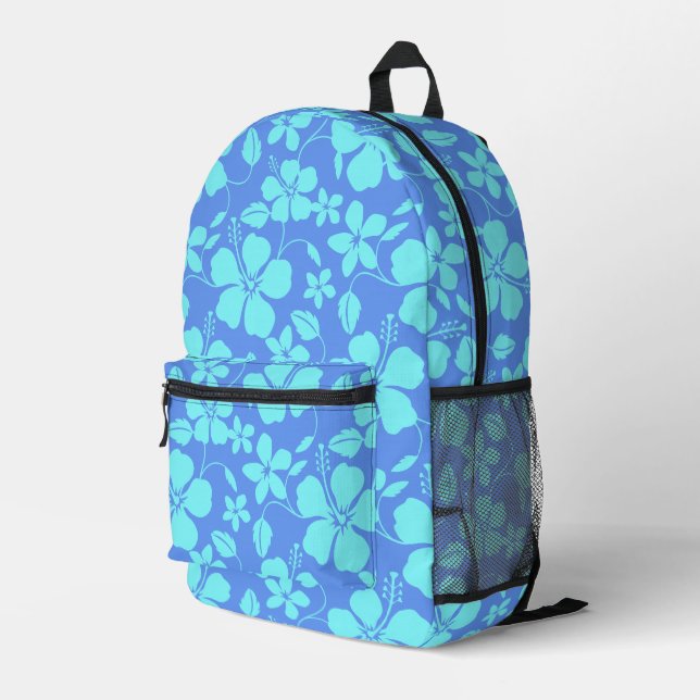 SAC À DOS IMPRIMÉ MOTIF BLUE HAWAII EN PERVENCHE/TEAL (Coin arrière droit)