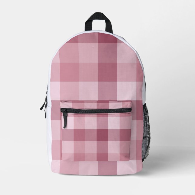 Sac À Dos Imprimé Motif carreau gingham rose (Recto)