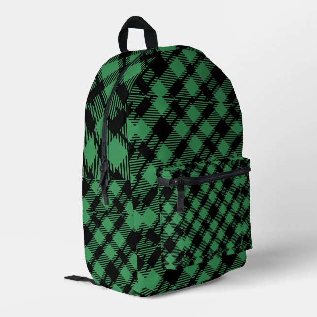 Sac À Dos Imprimé Motif carreauté vert de fêtes classique  (Coin arrière gauche)