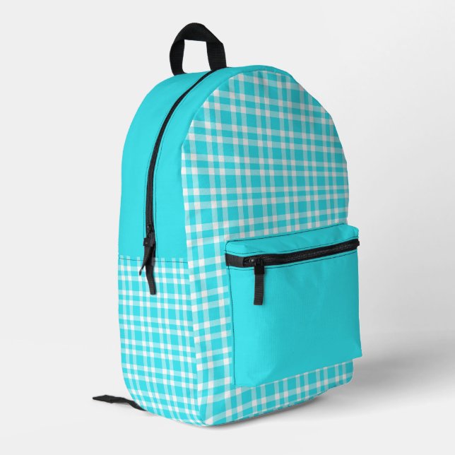 Sac À Dos Imprimé Motif carreaux bleu blanc (Coin arrière gauche)