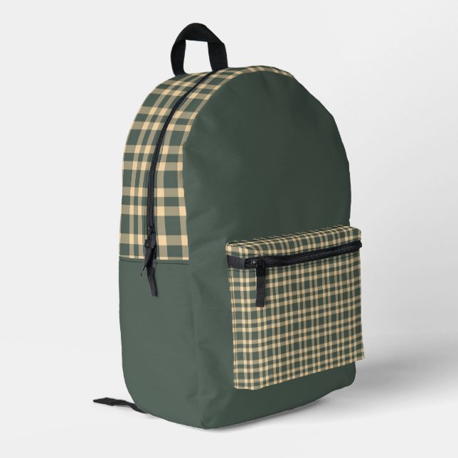 Sac À Dos Imprimé Motif carreaux vert jaune (Coin arrière gauche)