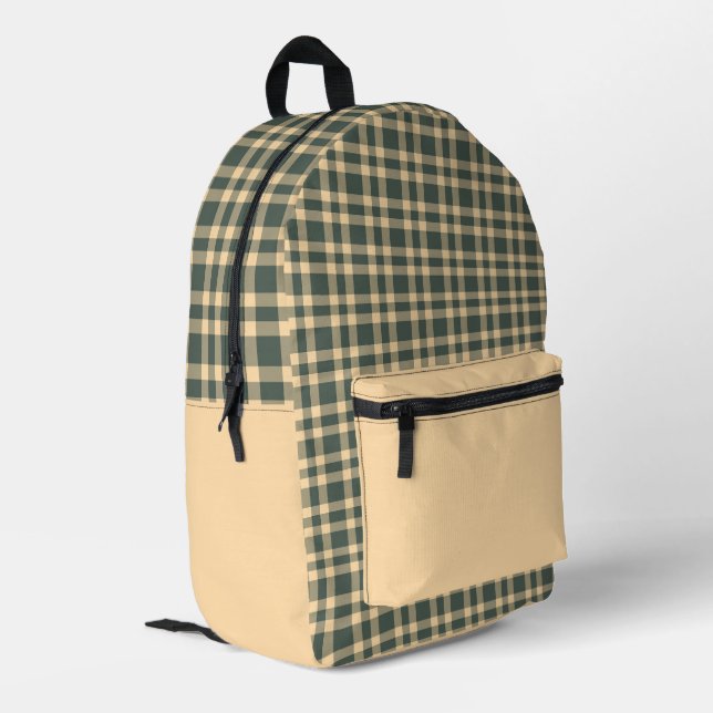 Sac À Dos Imprimé Motif carreaux vert jaune (Coin arrière gauche)
