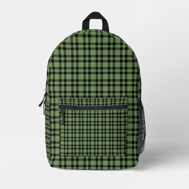 Sac À Dos Imprimé Motif carreaux vert noir (Recto)