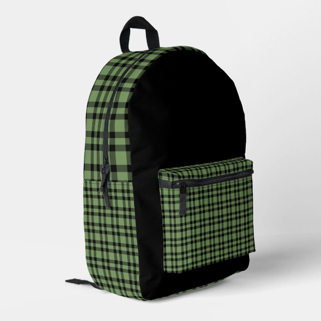 Sac À Dos Imprimé Motif carreaux vert noir (Coin arrière gauche)