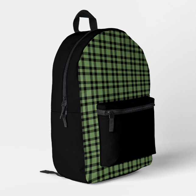 Sac À Dos Imprimé Motif carreaux vert noir (Coin arrière gauche)