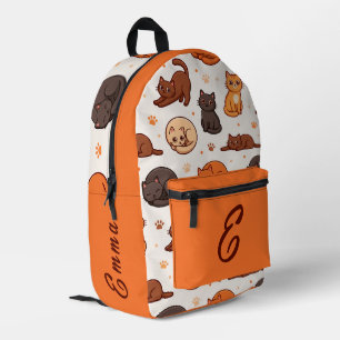 Sac À Dos Imprimé Motif Chats Mignons Monogramme Personnalisé Enfant