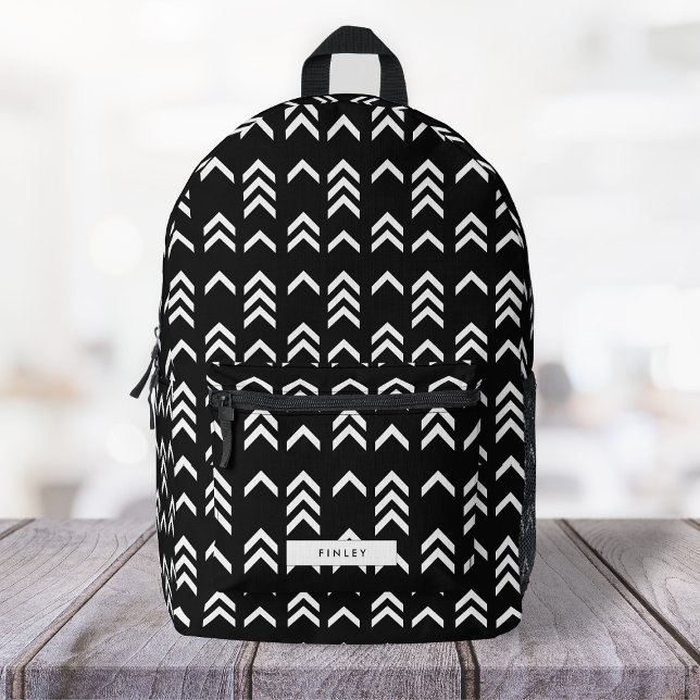 Sac À Dos Imprimé Motif Chevron géométrique noir et blanc (Créateur téléchargé)
