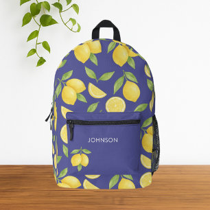 Sac À Dos Imprimé Motif citron bleu aquarelle