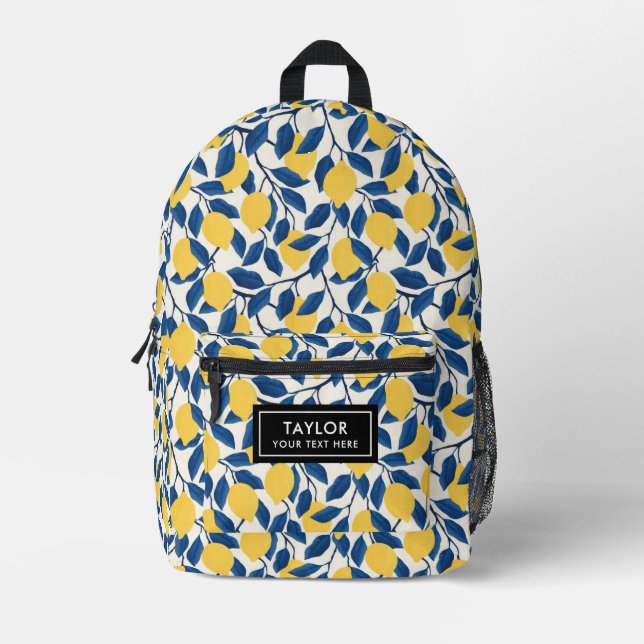 Sac À Dos Imprimé Motif Citrons Couleur Ivoire (Recto)
