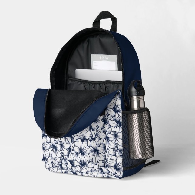 Sac À Dos Imprimé Motif croisé Lily Flower Enk (Coin arrière droit (ouvert))