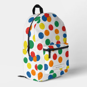 Sac À Dos Imprimé Motif de balle coloré Nom personnalisé École