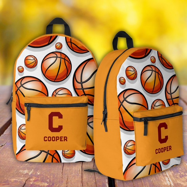 Sac À Dos Imprimé Motif de basket-ball orange  (Créateur téléchargé)