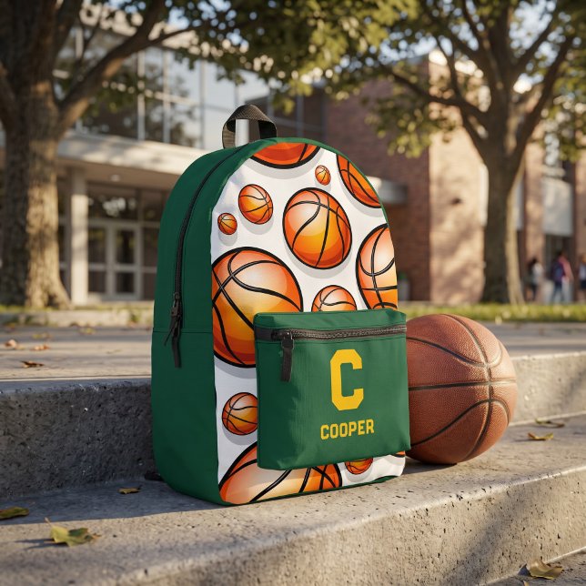 Sac À Dos Imprimé Motif de basket-ball vert  (Créateur téléchargé)