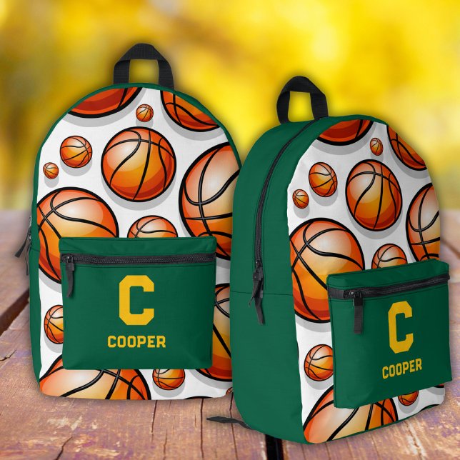 Sac À Dos Imprimé Motif de basket-ball vert  (Créateur téléchargé)