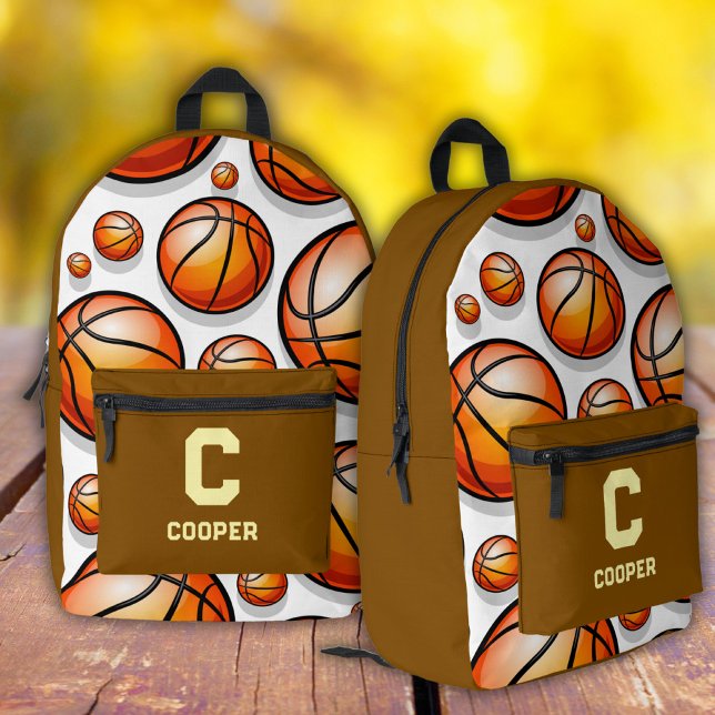 Sac À Dos Imprimé Motif de basketball marron (Créateur téléchargé)