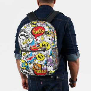 Sac À Dos Imprimé Motif de bulle de dialogue d'art pop de bande dess