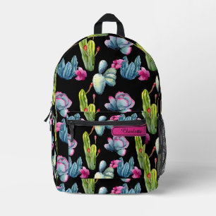 Sac À Dos Imprimé Motif de cactus de fleur sauvage exotique aquarell