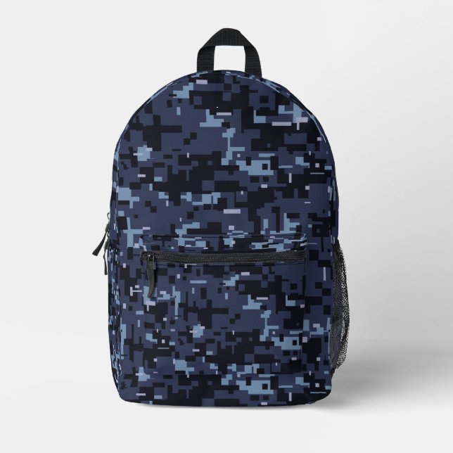 Sac À Dos Imprimé Motif de camouflage bleu numérique (Recto)