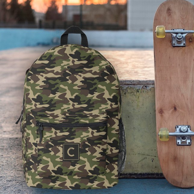 Sac À Dos Imprimé Motif de camouflage Brown vert Monogramme (Créateur téléchargé)