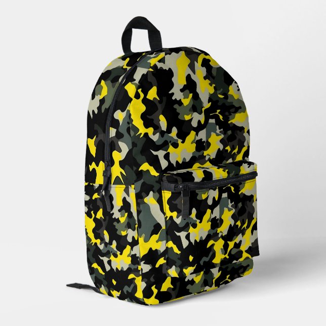 Sac À Dos Imprimé Motif de camouflage noir et jaune (Coin arrière gauche)