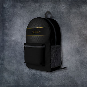 Sac À Dos Imprimé Motif de carbone noir et or Monogramme moderne