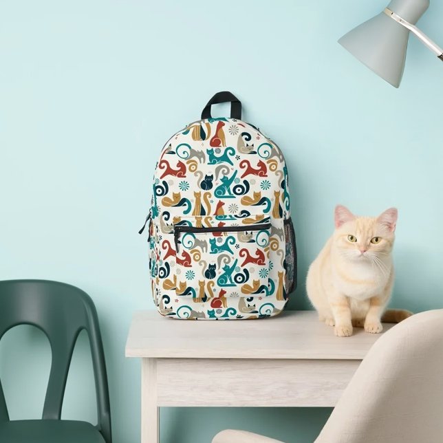 Sac À Dos Imprimé Motif de chats géométriques Abstrait (Créateur téléchargé)