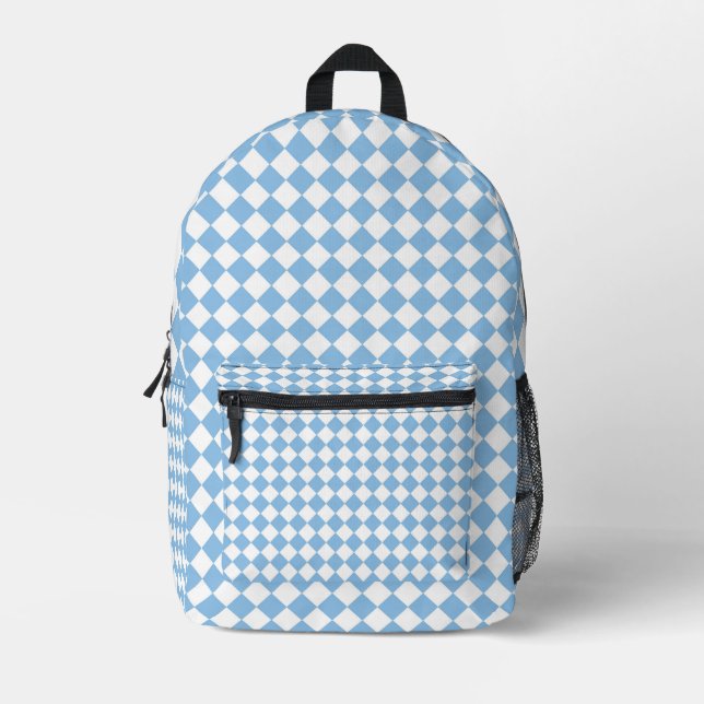 Sac À Dos Imprimé Motif de chèques bleu et blanc (Recto)
