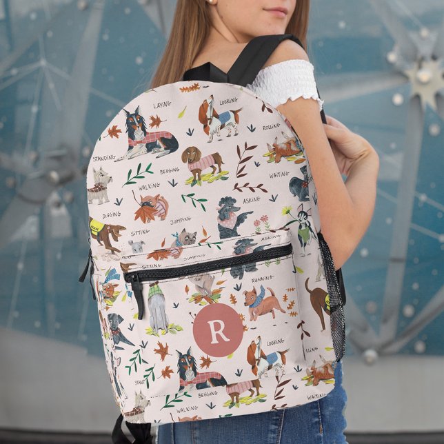 Sac À Dos Imprimé Motif de chien de compagnie rose mignon (Cute Pink Little Puppy Dog Pet Pattern Printed Backpack)