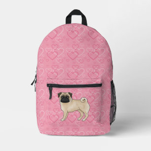 Sac À Dos Imprimé Motif de cœur d'amour rose de mops de faon de dess