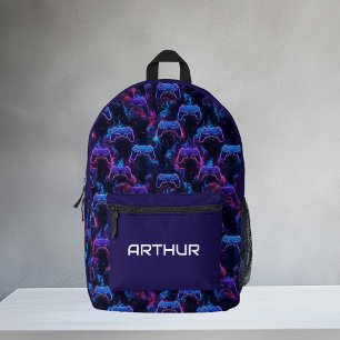 Sac À Dos Imprimé Motif de contrôleur de jeu Neon personnalisé pour