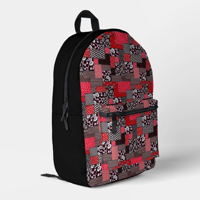 Sac À Dos Imprimé Motif de courtepointure florale patchwork rétro (Coin arrière gauche)