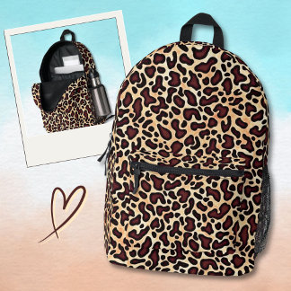 Sac À Dos Imprimé Motif de crème Brown de peau de léopard -