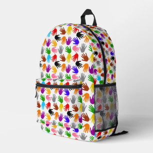 Sac À Dos Imprimé Motif de design empreinte de main colorée blanche