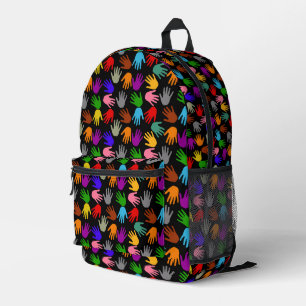Sac À Dos Imprimé Motif de design empreinte de main colorée noire